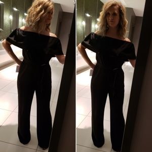 Charles Henry Off the Shoulder Wide Leg Jumpsuit